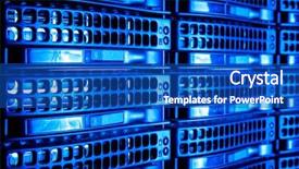  Presentation with data center - Slide set enhanced with database server - data center with hard drives background and a ocean colored foreground