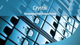  Presentation with data driven - Colorful presentation design enhanced with database server - detail of data center backdrop and a teal colored foreground