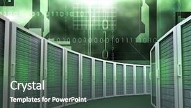  Presentation with information technology - PPT theme enhanced with database system design - digital composite of computer servers background and a ocean colored foreground