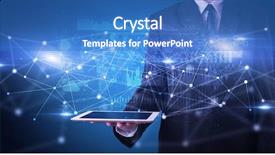  Presentation with virtual hand - Amazing slide set having databese - elegant hand holding tablet backdrop and a teal colored foreground