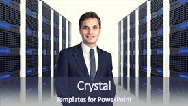  Presentation with blade server - Colorful presentation enhanced with datacenter - 3d image of datacentre backdrop and a tawny brown colored foreground