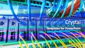  Presentation with datacenter - PPT theme with datacenter - cables connected to an optic background and a teal colored foreground