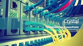  Presentation with datacenter - Amazing theme having datacenter - fiber optic cables connected backdrop and a teal colored foreground