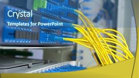  Presentation with fiber - Colorful slides enhanced with datacenter - fiber optical network cables patch backdrop and a ocean colored foreground