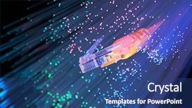  Presentation with datacenter - PPT layouts with datacenter - fiber optical with network cable background and a ocean colored foreground