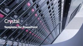  Presentation with data center - Colorful slide deck enhanced with datacenter - hardware in internet data center backdrop and a ocean colored foreground