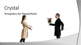  Presentation with man vs woman - Cool new slides with datd base - smiley woman coming to man backdrop and a  colored foreground