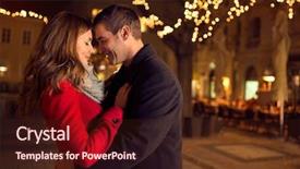  Presentation with young happy couple - Presentation design featuring date - young happy attractive amorous couple background and a wine colored foreground