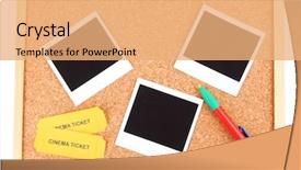  Presentation with cork - Colorful presentation design enhanced with date announcment - cork board with commemorative notes backdrop and a coral colored foreground