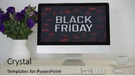  Presentation with desktop - Colorful slide set enhanced with date announcment - desktop pc vase and coffee backdrop and a light gray colored foreground