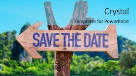  Presentation with invitation party - Presentation theme enhanced with date arrow with beach background and a light blue colored foreground