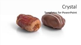  Presentation with date fruit - Slide set consisting of date fruit and date-chocolate background and a white colored foreground