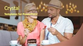  Presentation with giving - Presentation enhanced with date giving each other food background and a tawny brown colored foreground