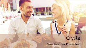  Presentation with happy holidays - Slide set with date people holidays and relations background and a coral colored foreground