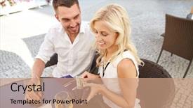  Presentation with payment - Presentation theme enhanced with date people payment and finances background and a coral colored foreground