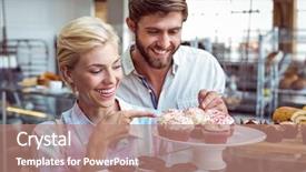  Presentation with cute bakery - Colorful PPT theme enhanced with date pointing chocolate cake backdrop and a coral colored foreground