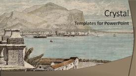  Presentation with roof - Beautiful PPT theme featuring portrait of cheerful baby in a stroller backdrop and a gray colored foreground