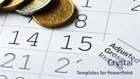  Presentation with tax - Amazing slide deck having dates euro coins and tax backdrop and a sky blue colored foreground