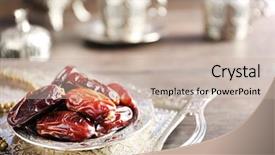  Presentation with date fruit - Beautiful theme featuring dates fruit and rosary backdrop and a mint green colored foreground
