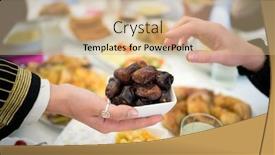  Presentation with iftar - PPT theme having dates-fruit-for-having-iftar background and a coral colored foreground
