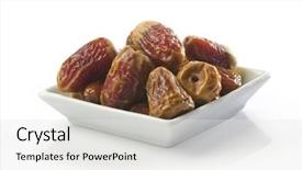  Presentation with modern food - Presentation theme enhanced with saudi food - dates in a modern white background and a light gray colored foreground