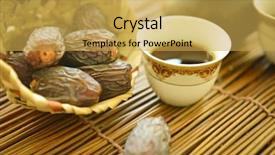  Presentation with arabic food - Colorful PPT layouts enhanced with dates in a small palm backdrop and a yellow colored foreground
