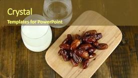  Presentation with ramadan - Theme having dates palm milk and water background and a tawny brown colored foreground
