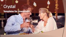  Presentation with dinner - Amazing slide set having dating - couple eating dinner at rooftop backdrop and a tawny brown colored foreground