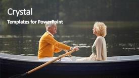  Presentation with rowing - Audience pleasing theme consisting of dating - happy carefree senior couple riding backdrop and a dark gray colored foreground
