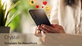  Presentation with dating - Presentation consisting of dating-app-concept-with-woman background and a coral colored foreground