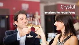  Presentation with dating - Presentation theme with dating concept couple drinking wine in a restaurant background and a coral colored foreground