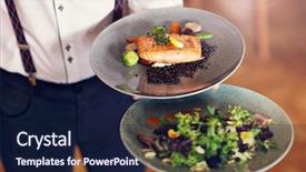  Presentation with restaurant waiter - Colorful PPT layouts enhanced with dating in restaurant being serve backdrop and a navy blue colored foreground