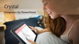  Presentation with dating - Cool new presentation design with dating website against pretty redhead backdrop and a coral colored foreground