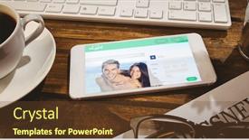  Presentation with dating - Amazing presentation design having dating website against smartphone on desk backdrop and a tawny brown colored foreground