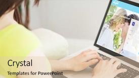  Presentation with dating - Presentation theme featuring dating website against woman using background and a lemonade colored foreground