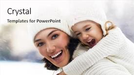  Presentation with displaying a happy mother cudd - Audience pleasing PPT theme consisting of daughter and mother are happy backdrop and a white colored foreground