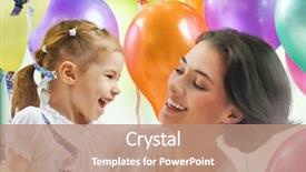  Presentation with displaying a happy mother cudd - Slide deck featuring daughter and mother are happy background and a coral colored foreground