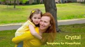  Presentation with displaying a happy mother cudd - PPT layouts consisting of daughter and mother piggyback smiling background and a  colored foreground