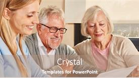  Presentation with seniors - Presentation theme with daughter-and-seniors-couple-reading background and a coral colored foreground