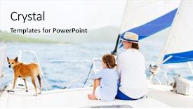  Presentation with luxury yacht - Amazing theme having daughter and their pet dog backdrop and a cool aqua colored foreground