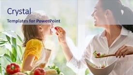  Presentation with healthy food - Cool new theme with daughter are preparing the vegetables backdrop and a sky blue colored foreground