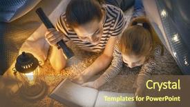  Presentation with mom daughter - Presentation design enhanced with daughter are reading a book background and a violet colored foreground