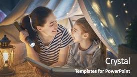  Presentation with mom daughter - Presentation theme enhanced with daughter are reading a book background and a tawny brown colored foreground