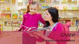  Presentation with book store - Cool new theme with young woman over blooming tree floral pattern and double exposure effect over white background backdrop and a light gray colored foreground.