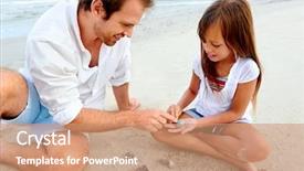  Presentation with shells - Beautiful PPT layouts featuring daughter day at the beach backdrop and a coral colored foreground
