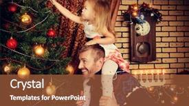  Presentation with christmas tree - Cool new PPT layouts with daughter decorating the christmas tree backdrop and a red colored foreground