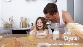  Presentation with breakfast cereal - Cool new presentation theme with daughter eating cereals and fruit backdrop and a  colored foreground