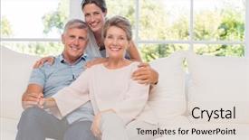  Presentation with active seniors senior couple - PPT layouts featuring daughter embracing her senior parent background and a lemonade colored foreground