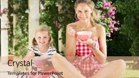  Presentation with breakfast children - Cool new presentation theme with daughter enjoying breakfast cereal backdrop and a  colored foreground