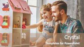  Presentation with play kids - Audience pleasing theme consisting of daughter girl play with doll backdrop and a coral colored foreground